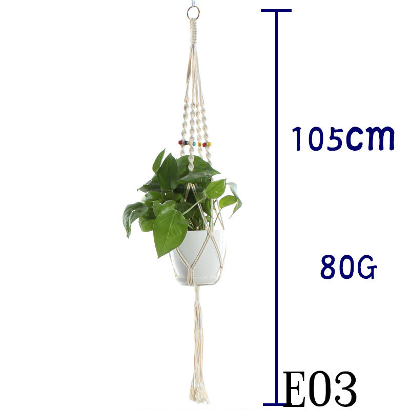 Flower Pot Net Bag Beige Cotton Rope Indoor Plant Hanger Hanging Basket Sling